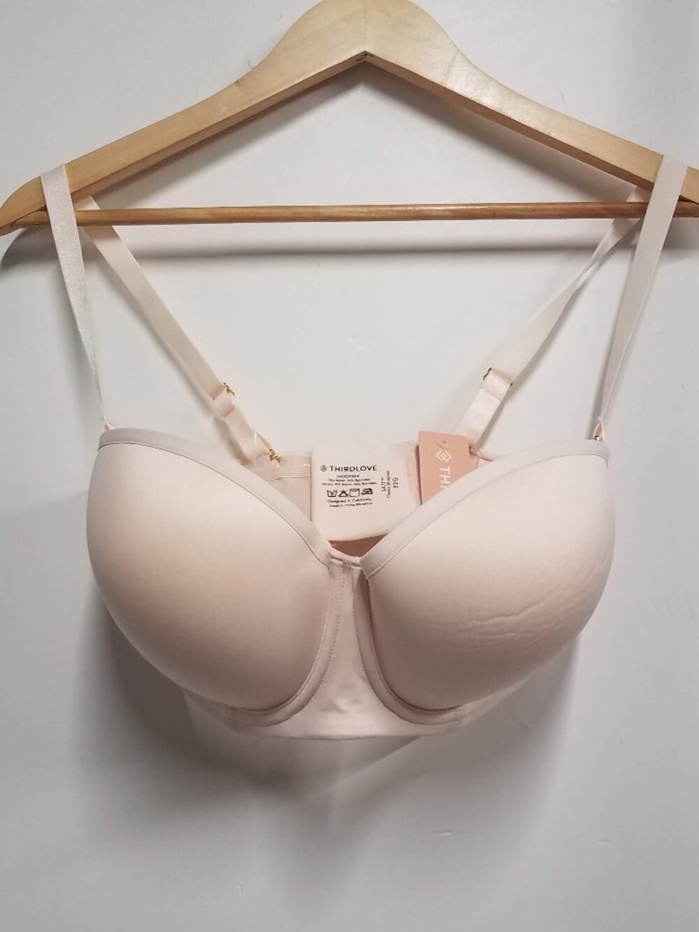 Third Love Bra 24/7 Classic Strapless Beige Underwire 32G NWT